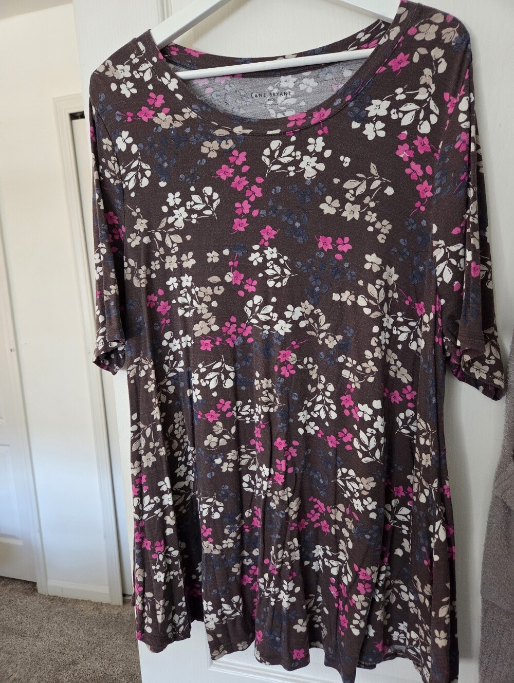 Lane Bryant Floral Swing Tunic with Pink and Cream Blossoms
